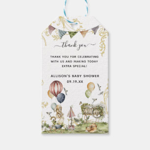 Étiquettes-cadeau Woodland Circus MERCI BABY SHOWER