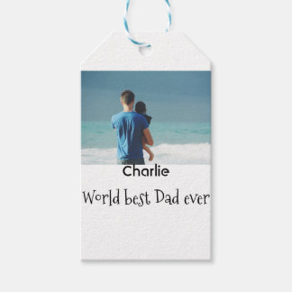 Étiquettes-cadeau world best dad ever photo name date simple fathers