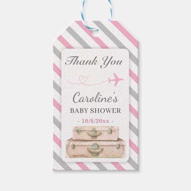 Étiquettes-cadeau World Travel Pink Baby Girl Douche Sprinkle Favori (Devant)