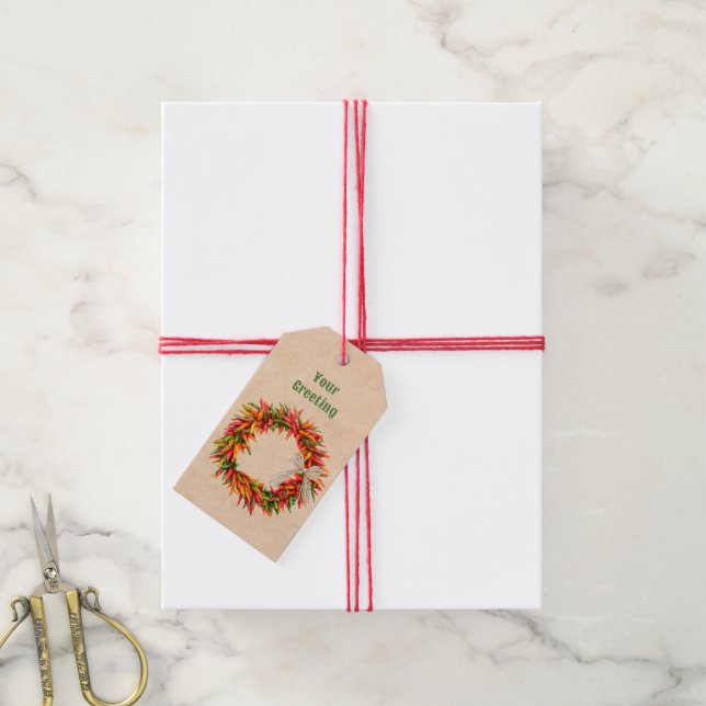 Étiquettes-cadeau Wreath Ristra Wreath du sud-ouest du Chili (Avec de la ficelle)