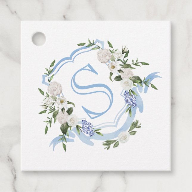 Étiquettes Cadeau Wreer de pot de gingembre monogramme personnalisé (Devant)