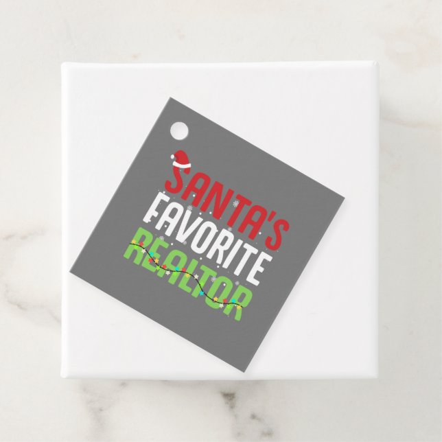 Étiquettes Cadeau Xmas de l'agent immobilier préféré Père Noël amusa (En situation)
