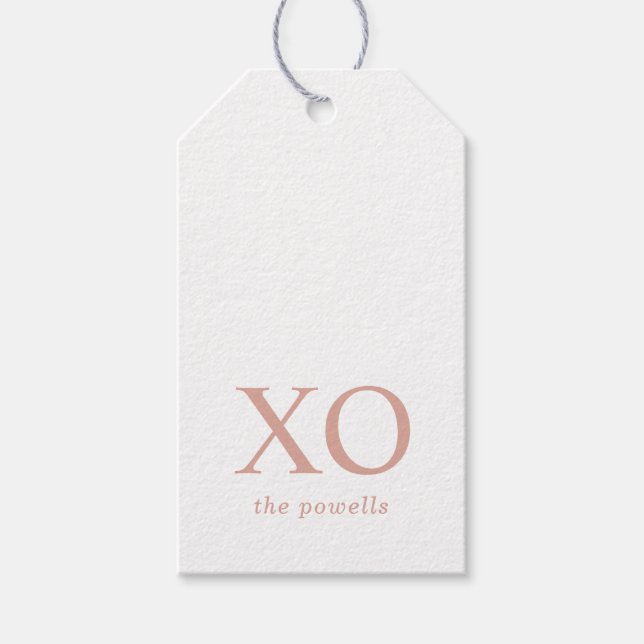 Étiquettes-cadeau XOXO Câlins et baisers Simple Rose Pâle Minimalist (Devant)
