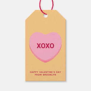 Étiquettes-cadeau XOXO coeur de conversation orange rose Valentine