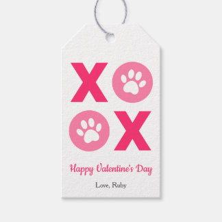 Étiquettes-cadeau XOXO Valentine's Day Paw Print Pattern Gift Tags