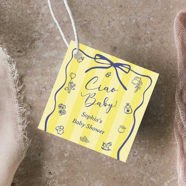 Étiquettes Cadeau Yellow Stripes Italien Thème Ciao Baby (Créateur téléchargé)