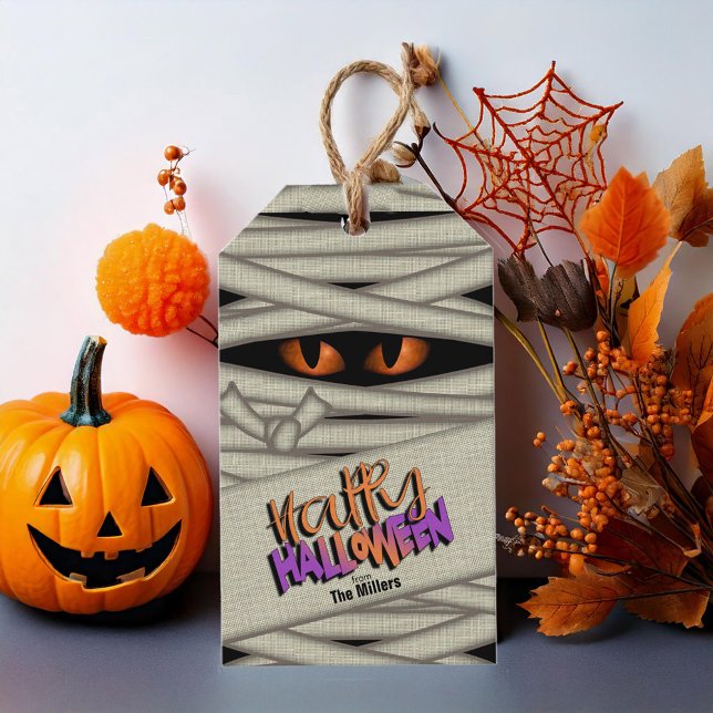 Étiquettes-cadeau Yeux de maman Halloween Orange ID685 (Créateur téléchargé)