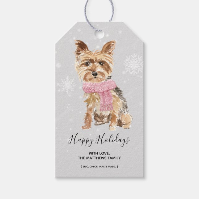 Étiquettes-cadeau Yorkie Yorkshire Terrier Noël de Noël (Devant)