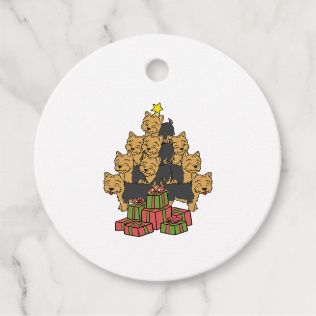 Étiquettes Cadeau Yorkshire Terrier Arbre de Noël (Devant)