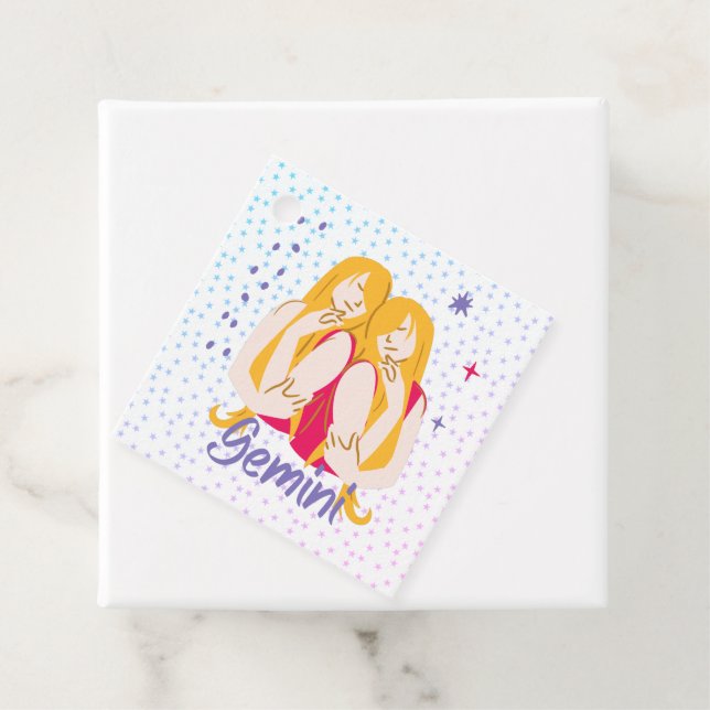Étiquettes Cadeau Zodiac moderne Gemini Twins (En situation)