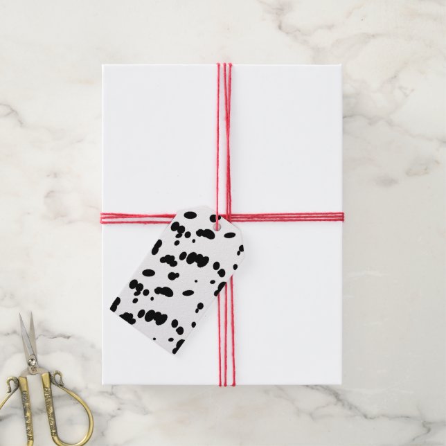 Étiquettes-cadeau Zones de Chien Dalmatien Amusant Fourrure Noir et  (Avec de la ficelle)