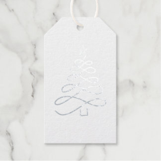 Étiquettes Cadeaux Arbre de Noël argenté