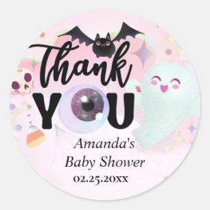 Étiquettes cadeaux Baby shower Merci éffrayant