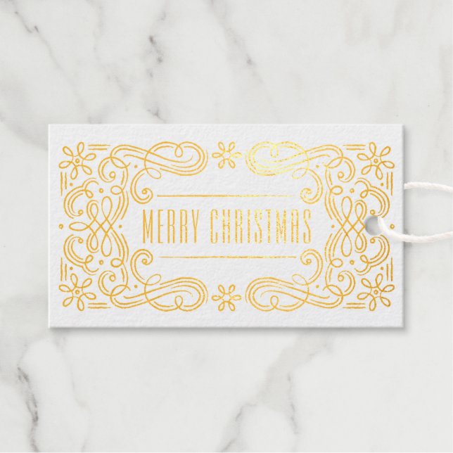 Étiquettes Cadeaux Balise cadeau de vacances Foil Snowflake (Recto (horizontal))