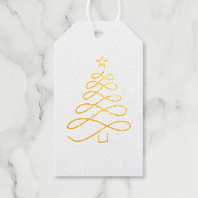 Étiquettes Cadeaux Balises cadeaux Gold Christmas Tree Foil (Recto)