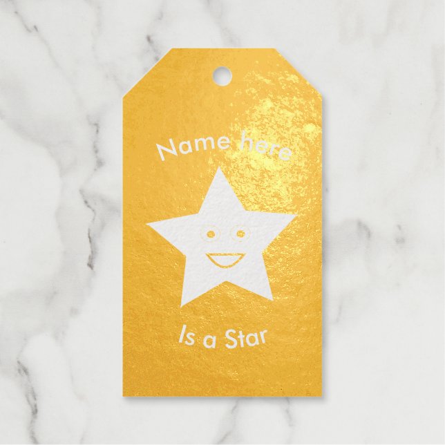 Étiquettes Cadeaux Bleu clair Célébration Star Personnalisé Anniversa (Recto)