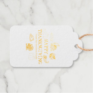 Étiquettes Cadeaux Bon thanksgiving personnalisé nom de famille or