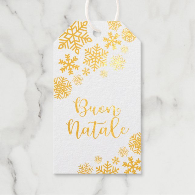 Étiquettes Cadeaux Buon Natale, Italien Joyeux Noël Élégant (Recto)