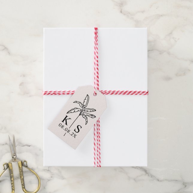 Étiquettes Cadeaux Cadeaux Monogramme Logo Palm Tr (Avec de la ficelle)