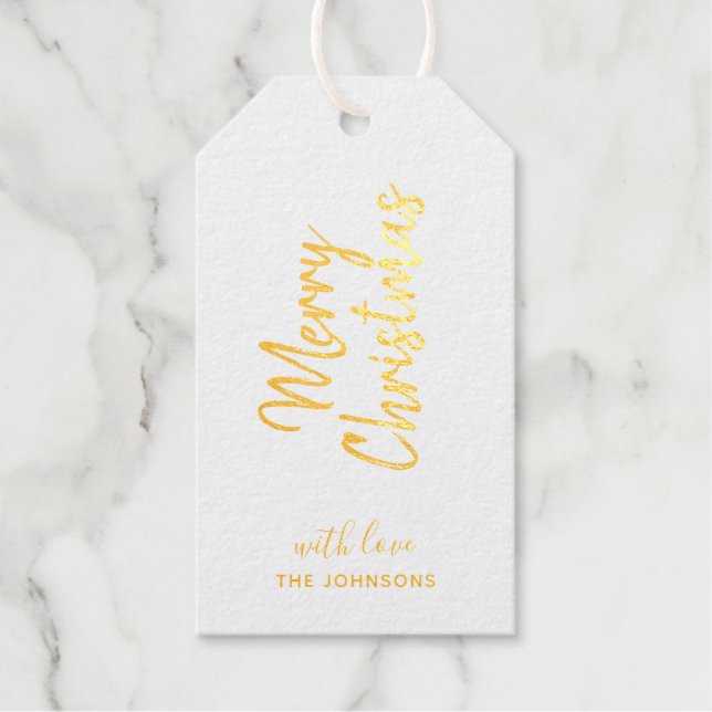 Étiquettes Cadeaux Carte cadeau Joyeux Noël personnalisé feuille d'or (Recto)