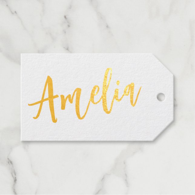 Étiquettes Cadeaux Cartes de nom Mariage de script personnalisées Bri (Recto (horizontal))