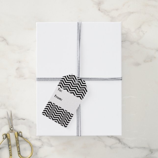 Étiquettes cadeaux Chevron Sleek (Avec de la ficelle)