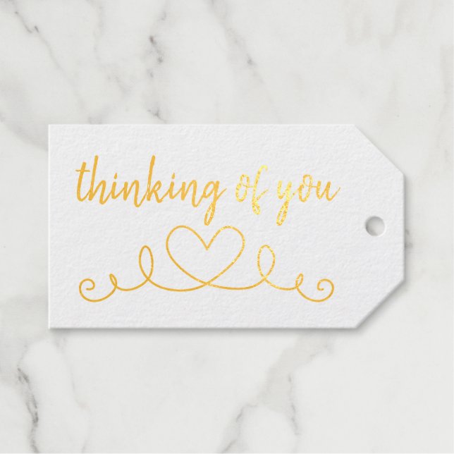 Étiquettes Cadeaux Chic Classique Penser De Vous Coeur (Recto (horizontal))