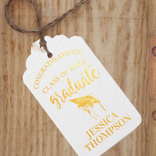 Étiquettes Cadeaux Classe de 2025 Félicitations Photo Graduation (Class of 2024 Congratulations Photo Graduation Foil Gift Tags)