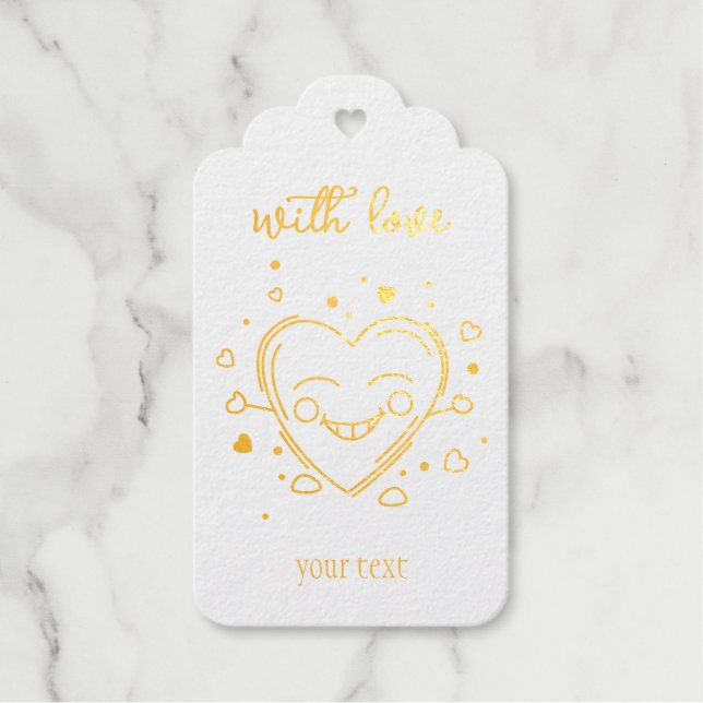 Étiquettes Cadeaux Coeur mignon Avec Amour (Recto)