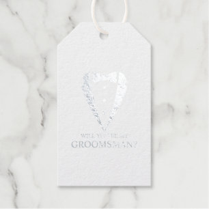 Étiquettes Cadeaux Costume Tuxedo Silver Personnalisé Groomsman Propo