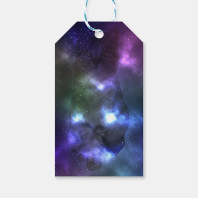 Étiquettes cadeaux de chat Galaxy (Devant)