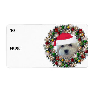 Étiquettes-cadeaux de Christmas Wreath Havanese