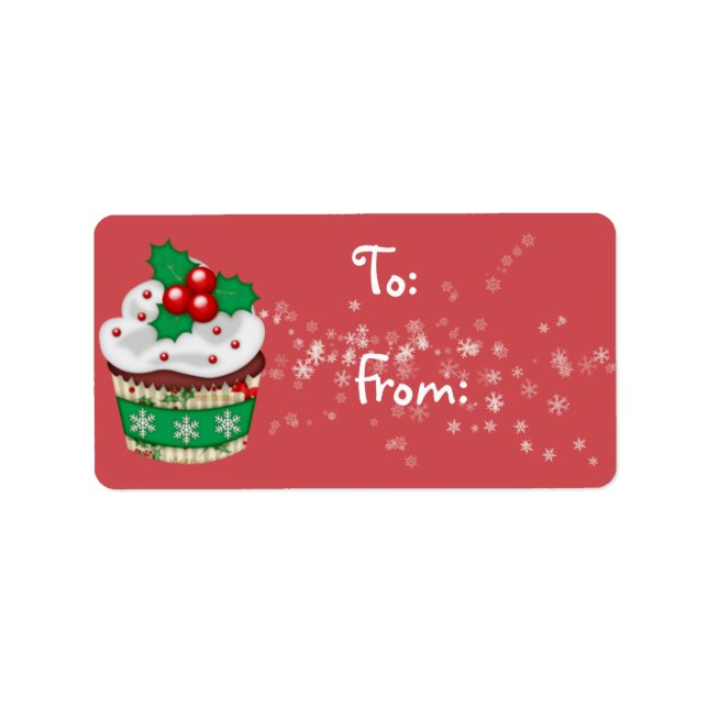 Étiquettes cadeaux de cupcake de Noël (Devant)