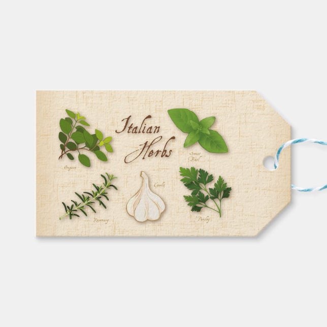 Étiquettes cadeaux de Herbes italiennes (Devant (Horizontal))