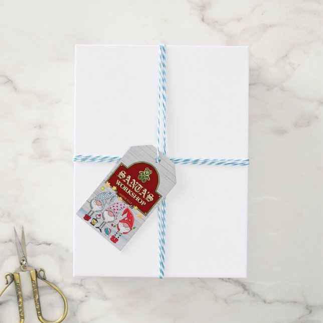 Étiquettes cadeaux de l'atelier père Noël (Avec de laficelle)