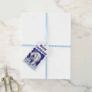 Étiquettes cadeaux de Noël à l'ours polaire