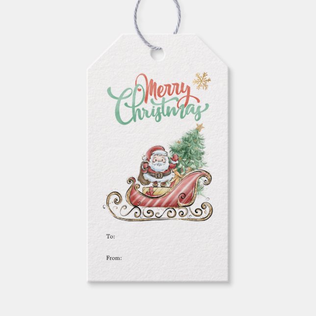 Étiquettes cadeaux de Noël Arbre de Noël du Père N (Devant)