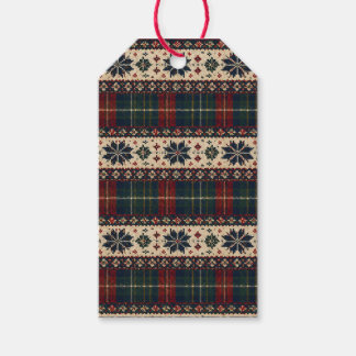 Étiquettes Cadeaux de Noël Carreaux et Flocons de