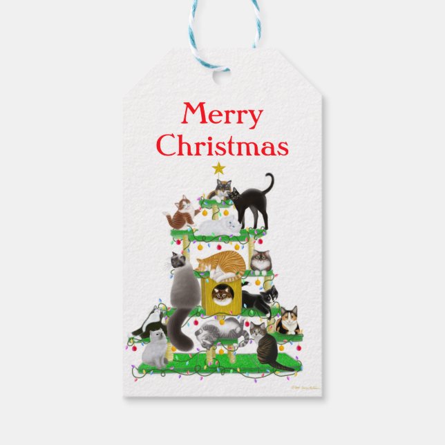 Étiquettes cadeaux de Noël Cat Tree (Dos)