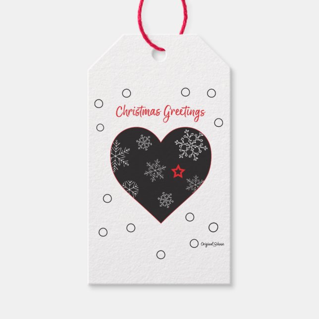 Étiquettes cadeaux de Noël Coeur (Devant)