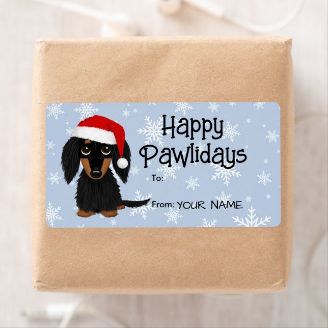 Étiquettes cadeaux de Noël Dachshund Chien LonghEI (En situation)