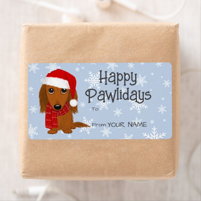 Étiquettes cadeaux de Noël Dachshund Chien LonghEI (En situation)