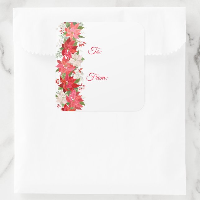 Étiquettes cadeaux de Noël de Noël de Poinsettia (Sac)