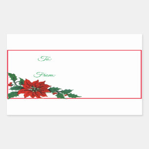 Étiquettes cadeaux de Noël de Noël de Poinsettia