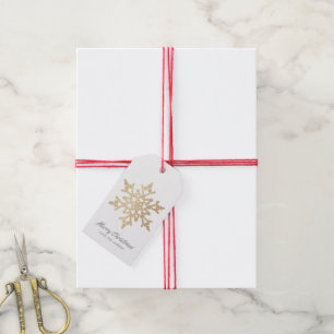 Étiquettes cadeaux de Noël Gold et Silver Snowflak
