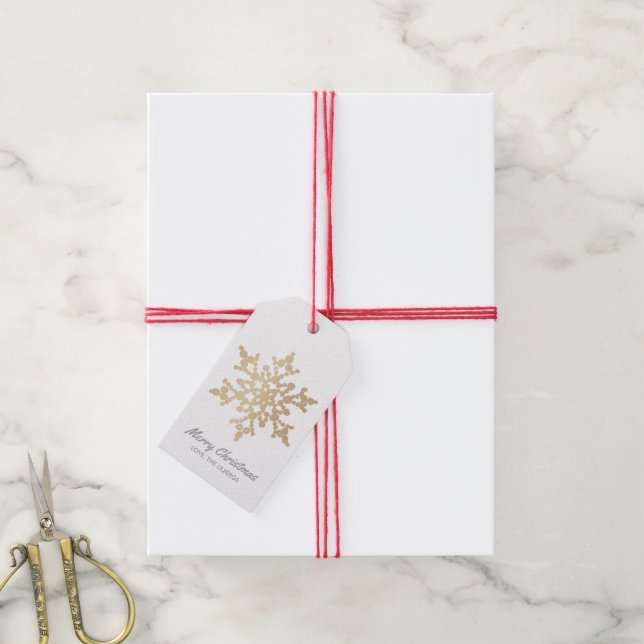Étiquettes cadeaux de Noël Gold et Silver Snowflak (Avec de la ficelle)