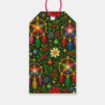 Étiquettes Cadeaux de Noël Lanterne Étoilée Tons d