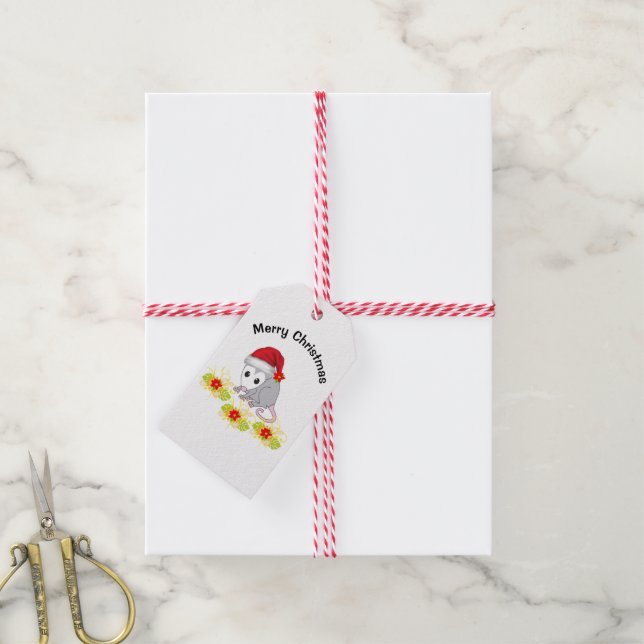 Étiquettes cadeaux de Noël Possum (Avec de la ficelle)