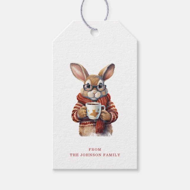 Étiquettes cadeaux de Noël Rabbit (Devant)
