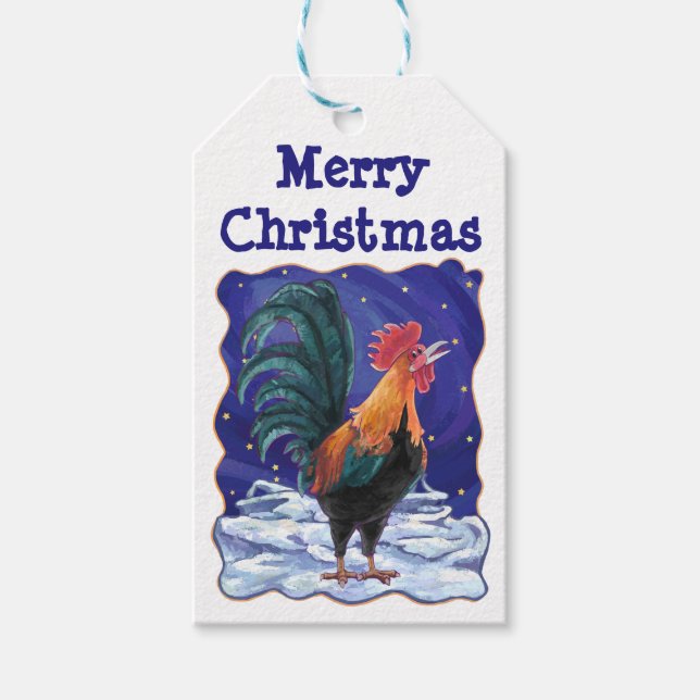 Étiquettes cadeaux de Noël Rooster (Devant)